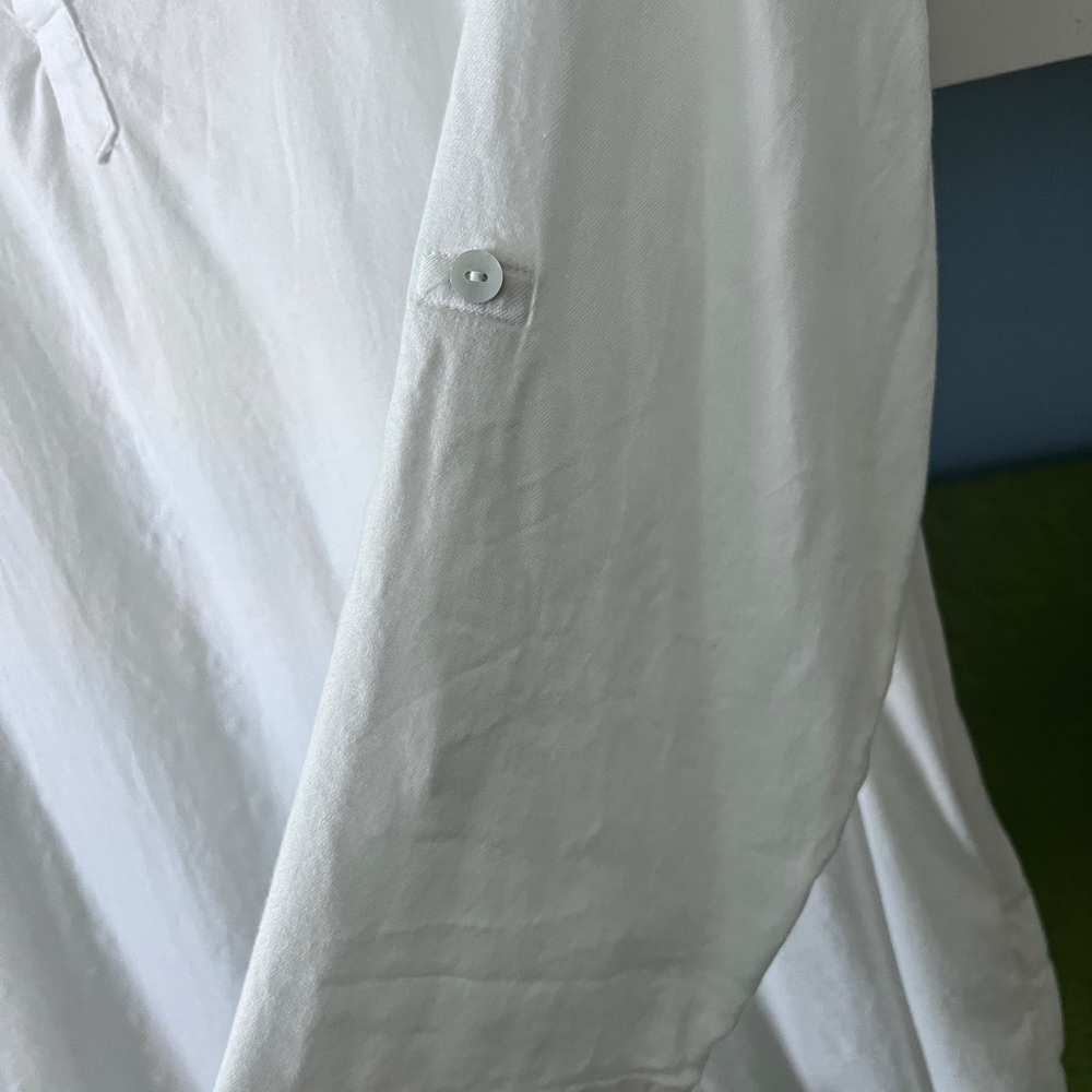 Dash Studio White Collared Cover-up or Tunic Shirt Dress Size XL - Picture 3 of 12